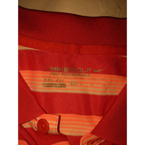 Nike‎ Golf Tour Performance Polo Shirt Size XL Dri Fit Striped Red Pink White - Picture 6 of 16